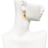 Resin Yellow Lion - Gold tone Filigree Heart Post Earrings