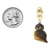 Resin Sitting Owl - Gold tone Filigree Heart Post Earrings