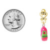 Resin Hot Pink Love Snail - Gold tone Filigree Heart Post Earrings
