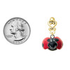 Resin Red & Black Ladybug Sweetie - Gold tone Filigree Heart Post Earrings