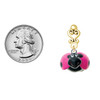 Resin Hot Pink & Black Ladybug Sweetie - Gold tone Filigree Heart Post Earrings