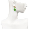 Resin Lime Green Daisy Flower with Hot Pink Ladybug - Gold tone Filigree Heart Post Earrings