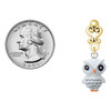 Resin White Snow Owl - Gold tone Filigree Heart Post Earrings