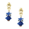Resin Blue Snow Owl - Gold tone Filigree Heart Post Earrings