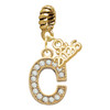 Gold-tone Crystal Initial - C - Gold-tone Plated Twist Rope Bead Charm Dangle with Mini Year 2026
