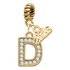 Gold-tone Crystal Initial - D - Gold-tone Plated Twist Rope Bead Charm Dangle with Mini Year 2026
