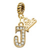 Gold-tone Crystal Initial - J - Gold-tone Plated Twist Rope Bead Charm Dangle with Mini Year 2026