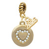 Gold-tone Disc with Crystal Heart - Gold-tone Plated Twist Rope Bead Charm Dangle with Mini Year 2026