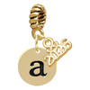 Gold-tone Disc 1/2'' Initial - a - Gold-tone Plated Twist Rope Bead Charm Dangle with Mini Year 2026