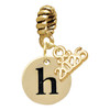 Gold-tone Disc 1/2'' Initial - h - Gold-tone Plated Twist Rope Bead Charm Dangle with Mini Year 2026