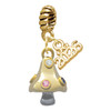 Gold-tone Mushroom with Crystals - Gold-tone Plated Twist Rope Bead Charm Dangle with Mini Year 2026