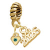 Gold-tone Mini Teal Crystal Heart - Gold-tone Plated Twist Rope Bead Charm Dangle with Mini Year 2026