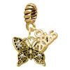Gold-tone Small Antiqued Crystal Butterfly - Gold-tone Plated Twist Rope Bead Charm Dangle with Mini Year 2026