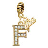 Gold-tone Crystal Initial - F - Gold-tone Plated Twist Rope Bead Charm Dangle with Mini Year 2026