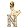 Gold-tone Crystal Initial - N - Gold-tone Plated Twist Rope Bead Charm Dangle with Mini Year 2026