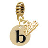 Gold-tone Disc 1/2'' Initial - b - Gold-tone Plated Twist Rope Bead Charm Dangle with Mini Year 2026