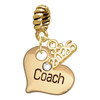 Gold-tone Large Coach Heart with Crystal - Gold-tone Plated Twist Rope Bead Charm Dangle with Mini Year 2026