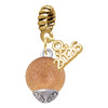 Rose Gold-tone 12mm Stardust Round Spinner - Gold-tone Plated Twist Rope Bead Charm Dangle with Mini Year 2026