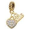 Gold-tone Clear Crystal Heart - Gold-tone Plated Twist Rope Bead Charm Dangle with Mini Year 2026