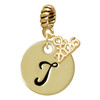Gold-tone Large Disc Letter - T - Gold-tone Plated Twist Rope Bead Charm Dangle with Mini Year 2026