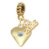 Gold-tone Large Clear Crystal Heart - Gold-tone Plated Twist Rope Bead Charm Dangle with Mini Year 2026