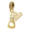 Gold-tone Small Boxing Glove - Gold-tone Plated Twist Rope Bead Charm Dangle with Mini Year 2026