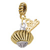 Gold-tone Large Angled Rope Spinner - Gold-tone Plated Twist Rope Bead Charm Dangle with Mini Year 2026