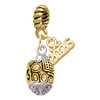 Gold-tone Fancy Geometric Pattern Spinner - Gold-tone Plated Twist Rope Bead Charm Dangle with Mini Year 2026