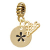 Gold-tone Disc 1/2'' - Symbol - Asterisk - * - Gold-tone Plated Twist Rope Bead Charm Dangle with Mini Year 2026