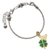 Gold-tone Opaque Green Lucky Four Leaf Clover - Gold-tone Plated Twist Rope Bead Charm Dangle with Mini Year 2026