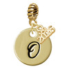 Gold-tone Large Disc Letter - O - Gold-tone Plated Twist Rope Bead Charm Dangle with Mini Year 2026
