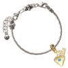 Gold-tone Large Hot Blue Crystal Heart - Gold-tone Plated Twist Rope Bead Charm Dangle with Mini Year 2026