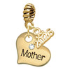 Gold-tone Large Mother Heart with Crystal - Gold-tone Plated Twist Rope Bead Charm Dangle with Mini Year 2026
