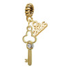 Gold-tone Trefoil Key with Crystals - Gold-tone Plated Twist Rope Bead Charm Dangle with Mini Year 2026