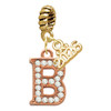 Rose Gold-tone Crystal Initial - B - Gold-tone Plated Twist Rope Bead Charm Dangle with Mini Year 2026