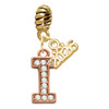 Rose Gold-tone Crystal Initial - I - Gold-tone Plated Twist Rope Bead Charm Dangle with Mini Year 2026