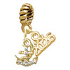 Gold-tone Mini Crystal Anchor of Hope - Gold-tone Plated Twist Rope Bead Charm Dangle with Mini Year 2026