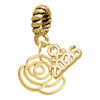 Gold-tone Small Rose Outline - Gold-tone Plated Twist Rope Bead Charm Dangle with Mini Year 2026