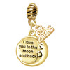 Gold-tone I Love You to the Moon and Back - Gold-tone Plated Twist Rope Bead Charm Dangle with Mini Year 2026