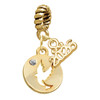 Gold-tone Dove Disc - Gold-tone Plated Twist Rope Bead Charm Dangle with Mini Year 2026