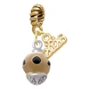 Gold-tone Wide Black Dots on Tan Spinner - Gold-tone Plated Twist Rope Bead Charm Dangle with Mini Year 2026