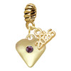 Gold-tone Large Purple Crystal Heart - Gold-tone Plated Twist Rope Bead Charm Dangle with Mini Year 2026