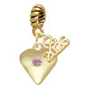 Gold-tone Large Light Pink Crystal Heart - Gold-tone Plated Twist Rope Bead Charm Dangle with Mini Year 2026
