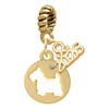 Gold-tone Scottie Dog Silhouette - Gold-tone Plated Twist Rope Bead Charm Dangle with Mini Year 2026