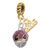 Gold-tone Hot Pink & Purple Wide Cheetah Print Spinner - Gold-tone Plated Twist Rope Bead Charm Dangle with Mini Year 2026