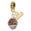 Gold-tone Brown Giraffe Print Spinner - Gold-tone Plated Twist Rope Bead Charm Dangle with Mini Year 2026