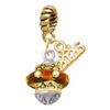 Gold-tone Translucent Brown Center with Clear Crystals Spinner - Gold-tone Plated Twist Rope Bead Charm Dangle with Mini Year 2026