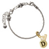 Gold-tone Capital Letter - D - Pebble Disc - Gold-tone Plated Twist Rope Bead Charm Dangle with Mini Year 2026