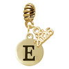Gold-tone Capital Letter - E - Pebble Disc - Gold-tone Plated Twist Rope Bead Charm Dangle with Mini Year 2026
