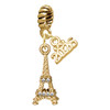 Gold-tone Crystal Eiffel Tower - Gold-tone Plated Twist Rope Bead Charm Dangle with Mini Year 2026